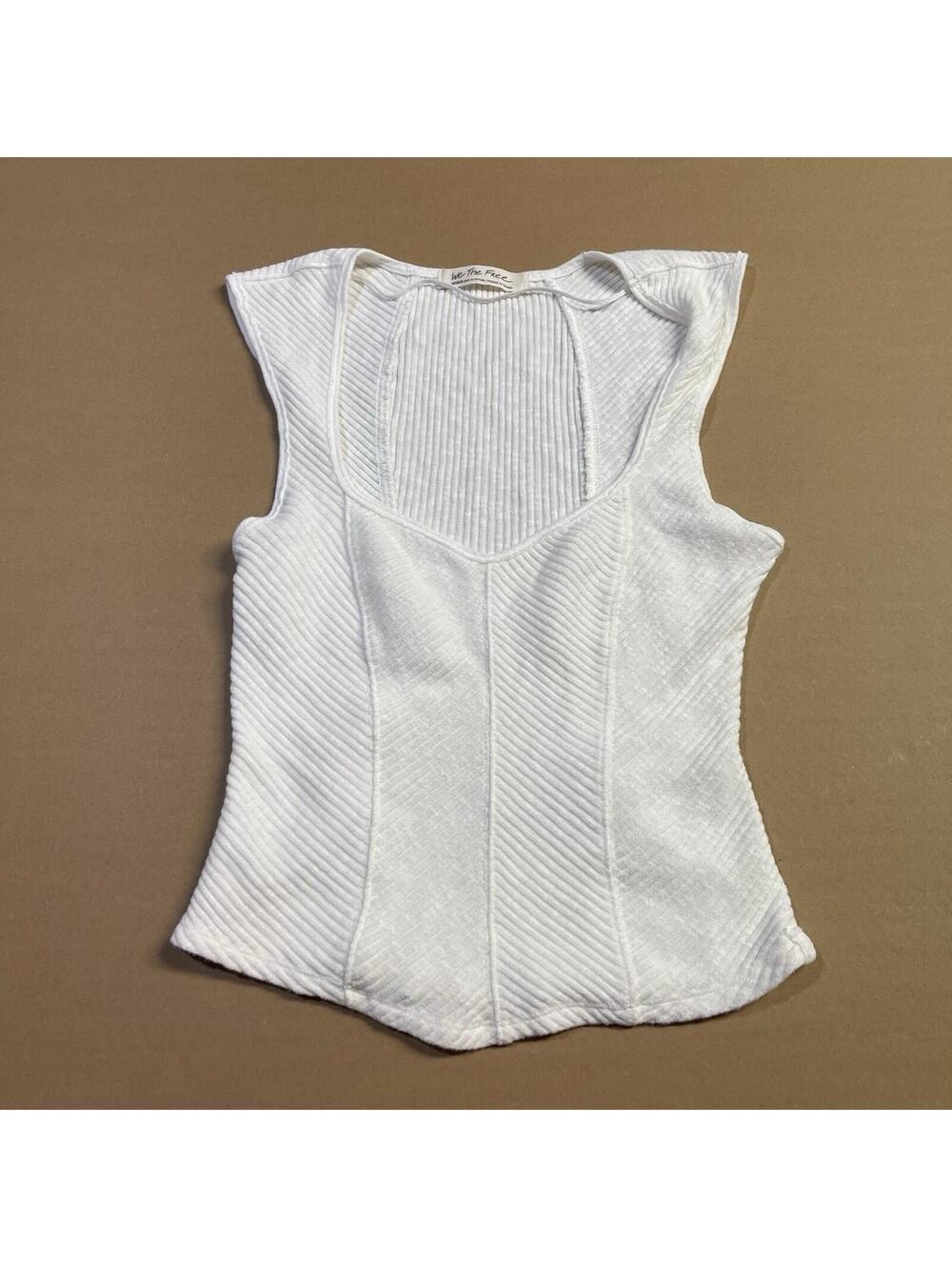 We The Free Free People Boss Babe Tank In Optic White Size Medium Ribbed Chic